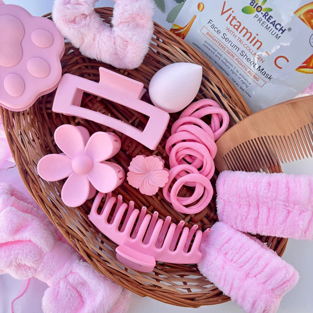 🌸 Pink Bliss Self-Care & Hair Essentials Hamper 🌸