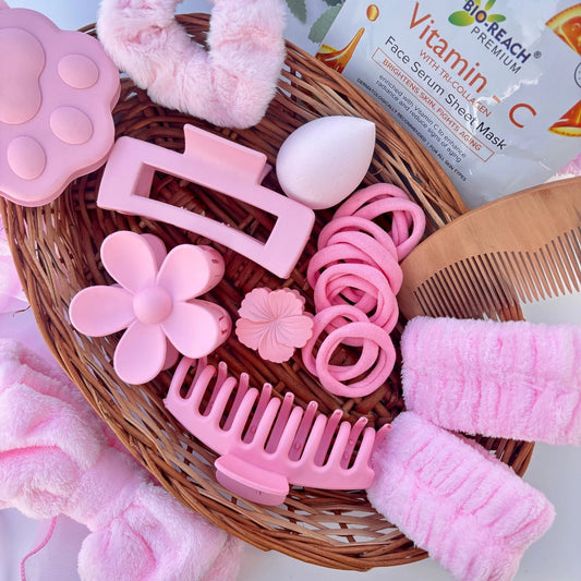 🌸 Pink Bliss Self-Care & Hair Essentials Hamper 🌸