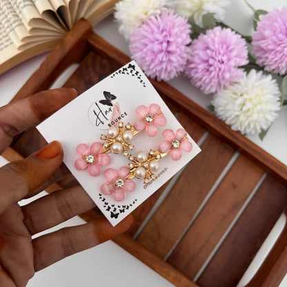 Pink Flower Alligator Clip