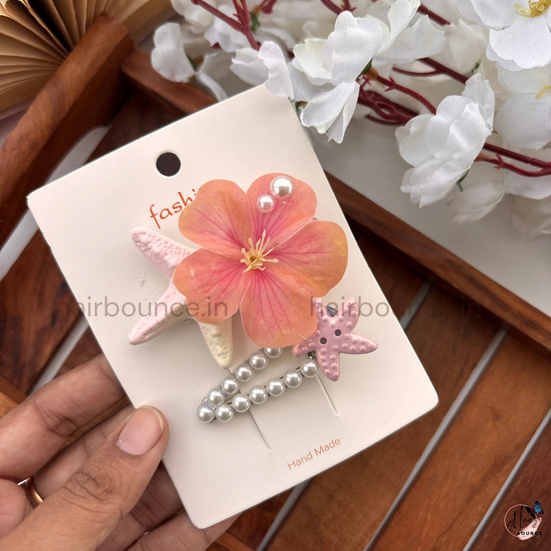 Ocean Bloom Starfish Hair Clip Set – Pack of 2