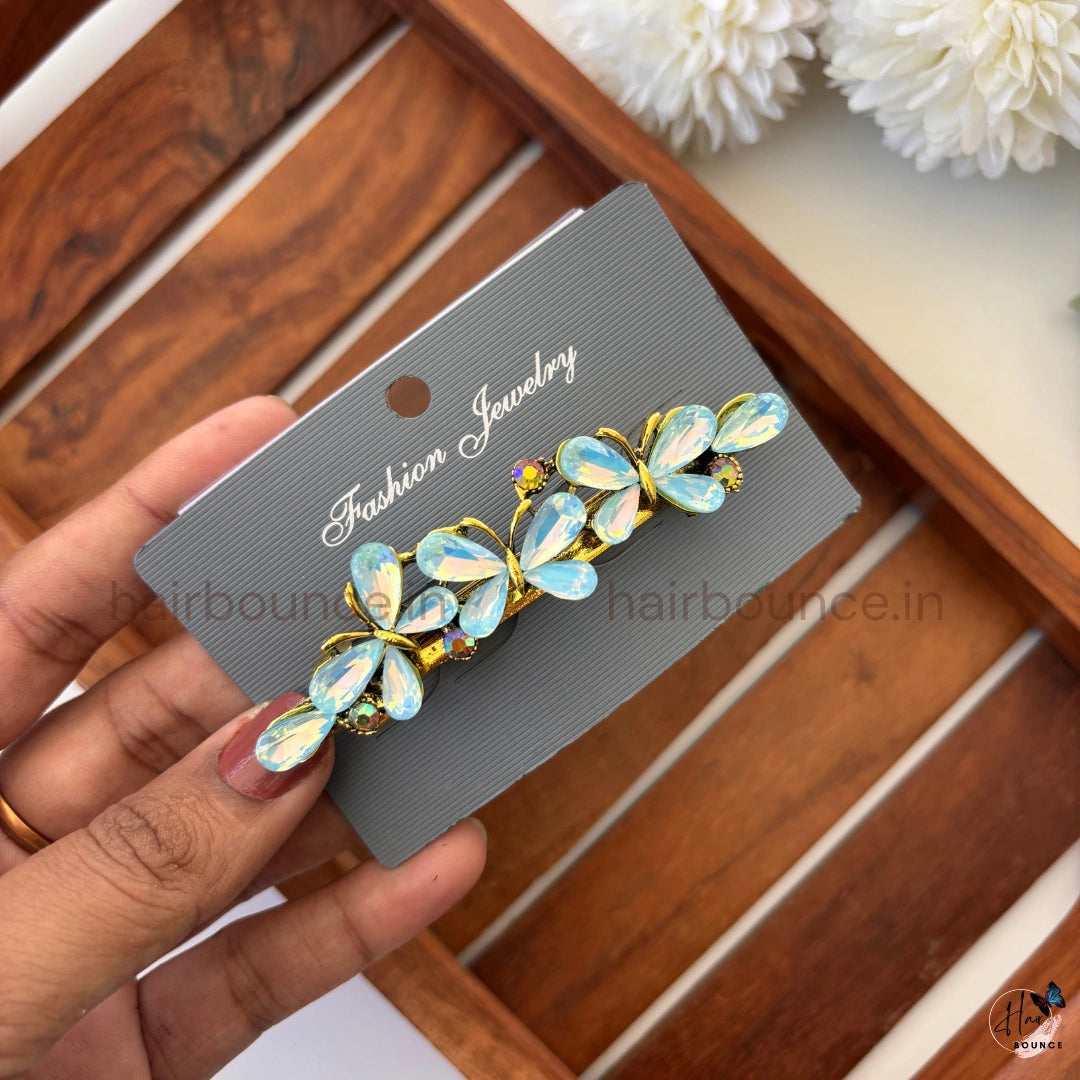 Iridescent Butterfly Crystal Center Clip