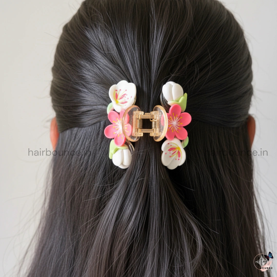 Ceramic Flower Hair Claw - Medium