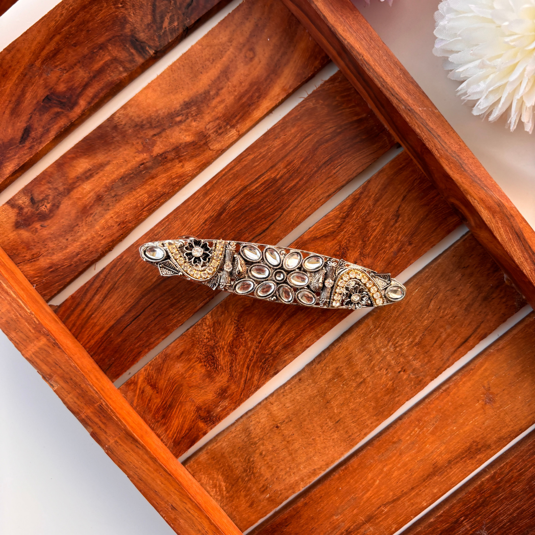 Antique Kundan Curve Hair Clip