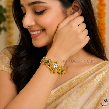 Heritage Jagannath Temple Bracelet Watch – Traditional Antique Gold Ethnic Watch for Women