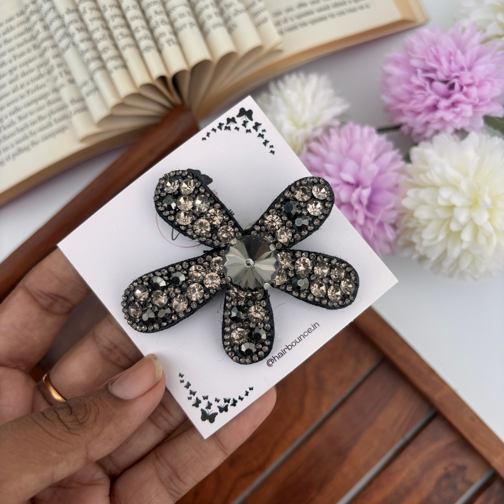 Stone Filled Flower Alligator Clip