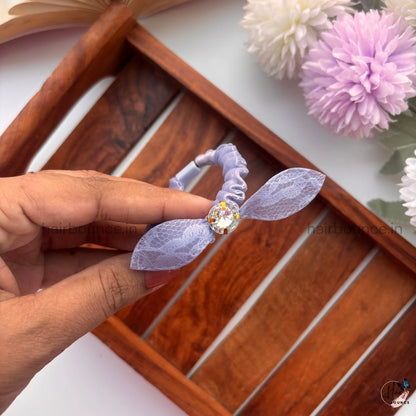 Sheer Bow Crystal Scrunchie