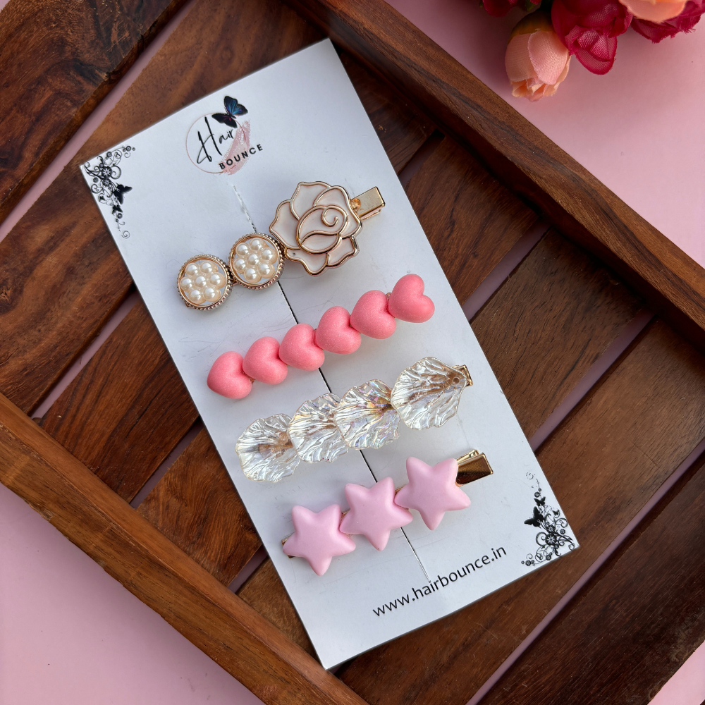 Korean Hair Clips - Pack of 4