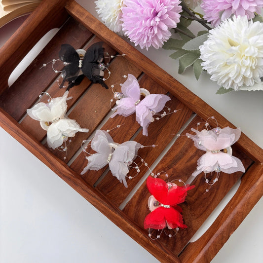 Elegant Butterfly Bead Hair Claw - Small