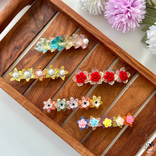 Bloom Luxe Floral Center Hair Clips – Pack of 5