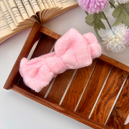 Plush Bow Facial Headband