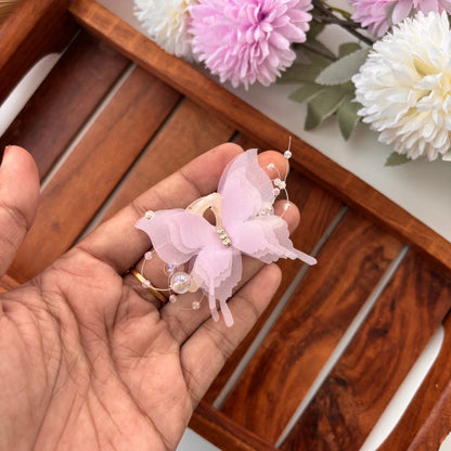 Elegant Butterfly Bead Hair Claw - Small