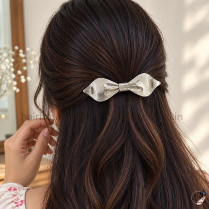 Sleek Luxe Metallic Bow Hair Clip – Minimal Glam Edition