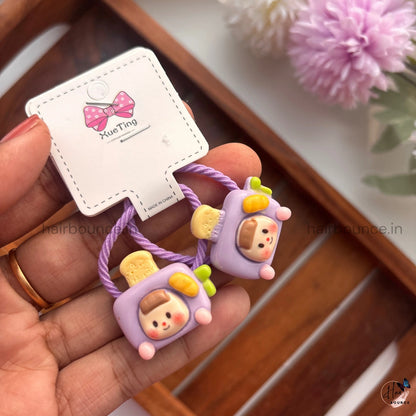 Cute Cartoon Doll & Rainbow Rubber Bands