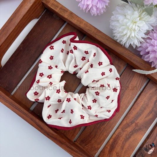 Berry Blossom Printed Scrunchie for Women & Girls | Cute Floral, Heart & Polka Dot Hair Tie