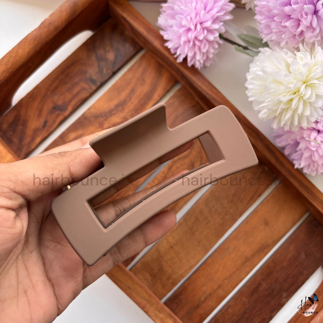Matte Hollow Rectangle Hair Claw – Large