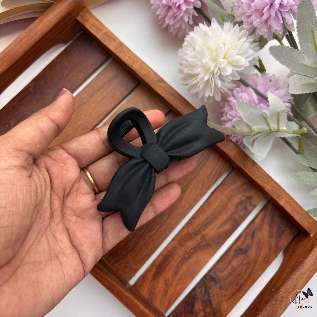 Elegant Matte Bow Hair Claw – Large