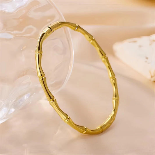 Golden Bamboo Textured Bracelet