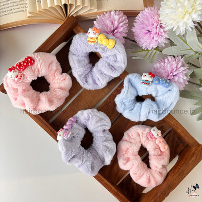Kitty Bow Plush Scrunchies – Soft, Cute & Perfect for Kids!