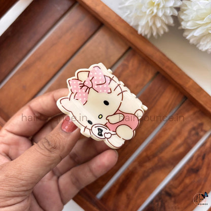 Cute Kitty With Bow Cartoon Hair Claw – Medium