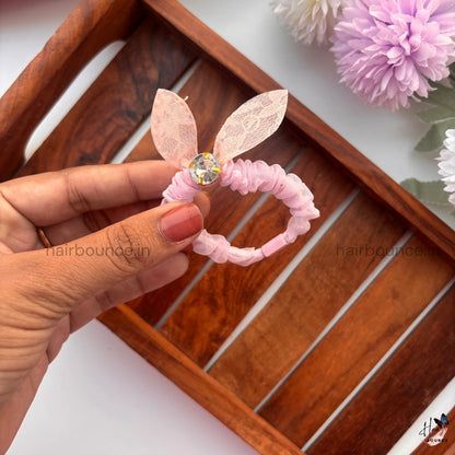 Sheer Bow Crystal Scrunchie