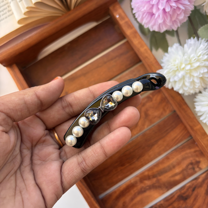 Heart Pearl Lock Banana Clip – Medium