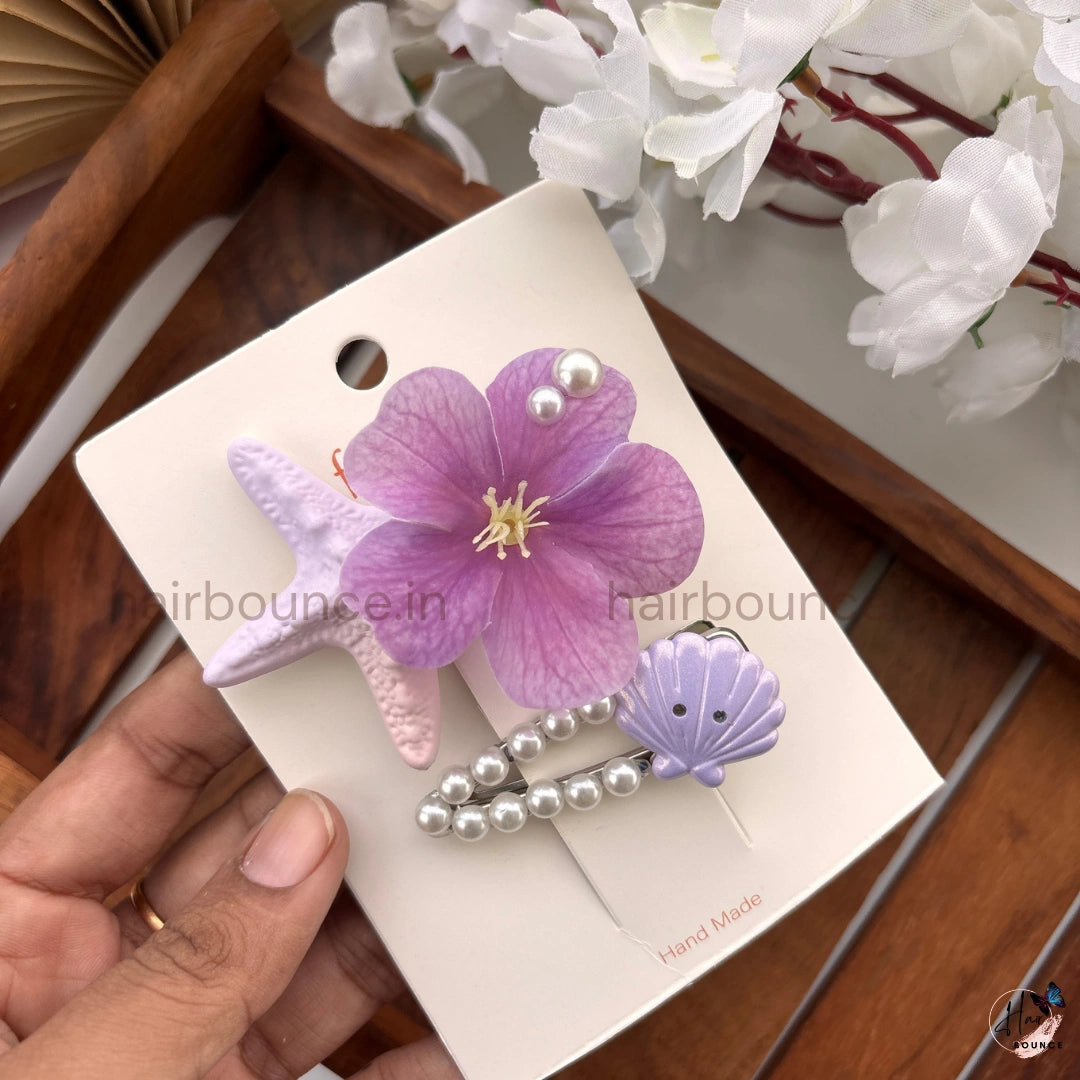Ocean Bloom Starfish Hair Clip Set – Pack of 2