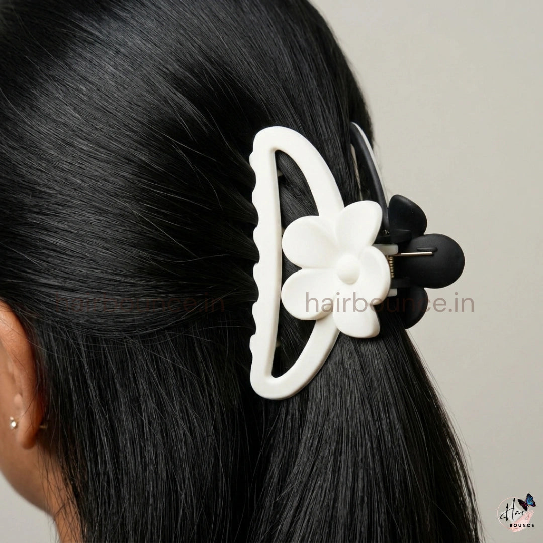 Dual-Colour Floral Arc Hair Claw – Medium