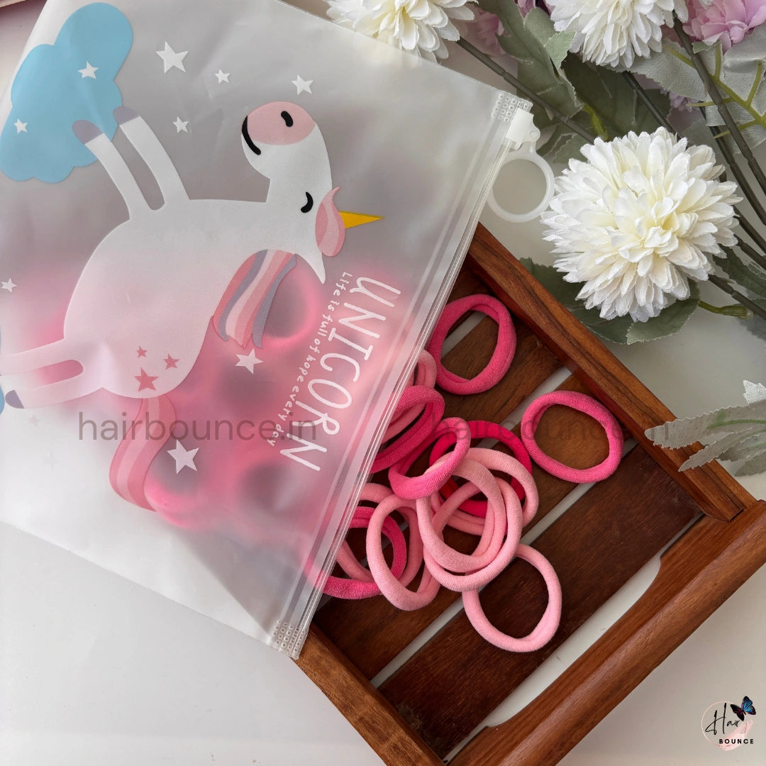 Soft Hair Rubber Bands with Storage Pouch – Pack of 30