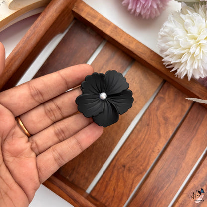 Light Shades Matte Pearl Hibiscus Flower Hair Claw - Small