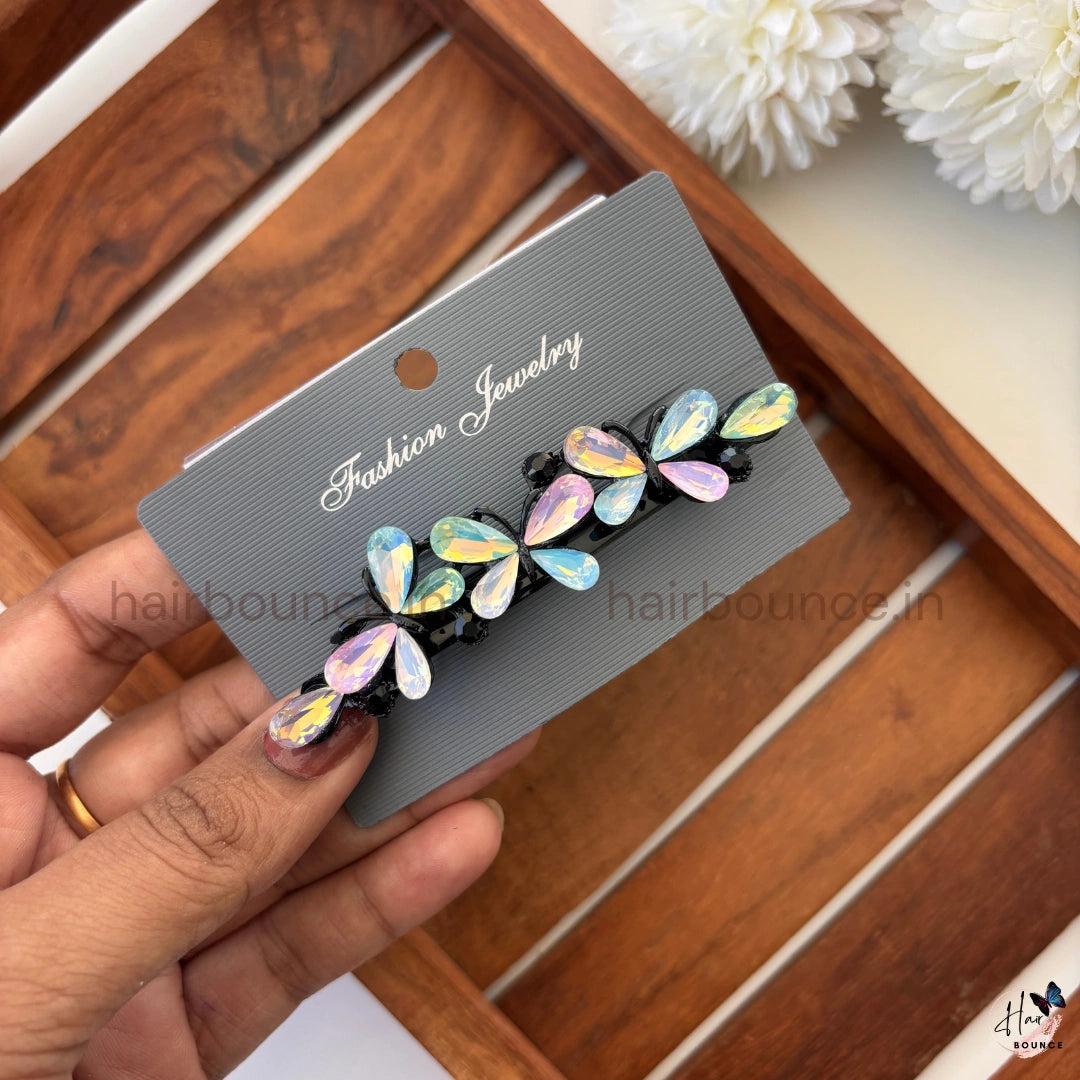 Iridescent Butterfly Crystal Center Clip
