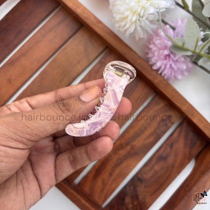 Classic Marble Curved Banana Hair Clip – Small