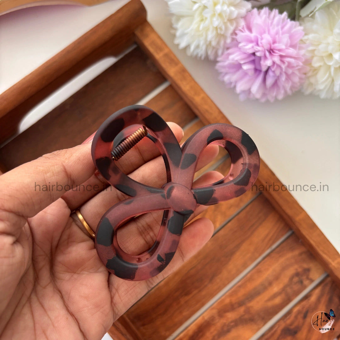 Leopard Loop Matte Bow Hair Claw – Large