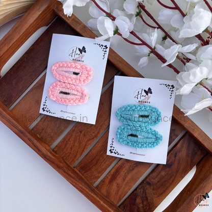 Plain Handmade Crochet Tic Tac Hair Clips – Pack of 2