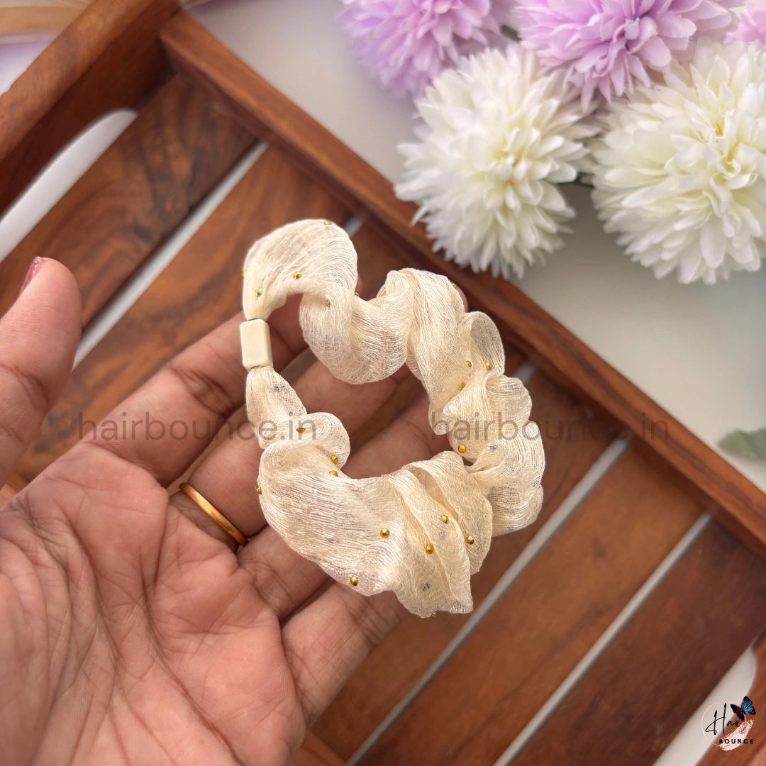 Pearl Stud Organza Scrunchies