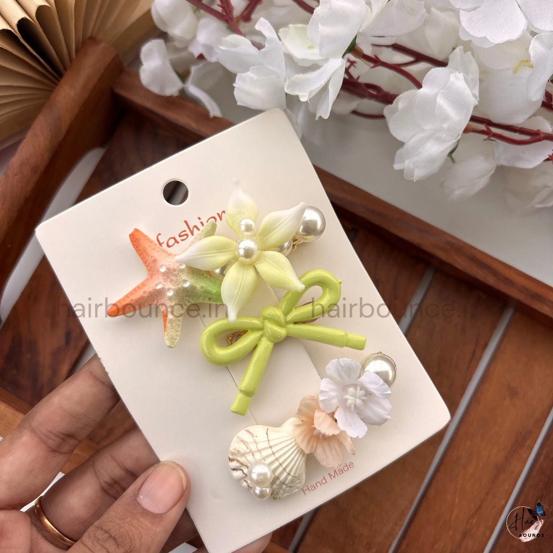 Seaside Bloom Starfish Hair Clip Set – Pack of 3