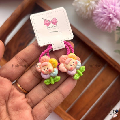 Cute Cartoon Doll & Rainbow Rubber Bands