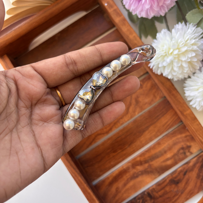 Heart Pearl Lock Banana Clip – Medium