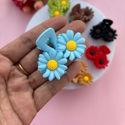 Double Flower Matte Finish Hair Claw - Medium