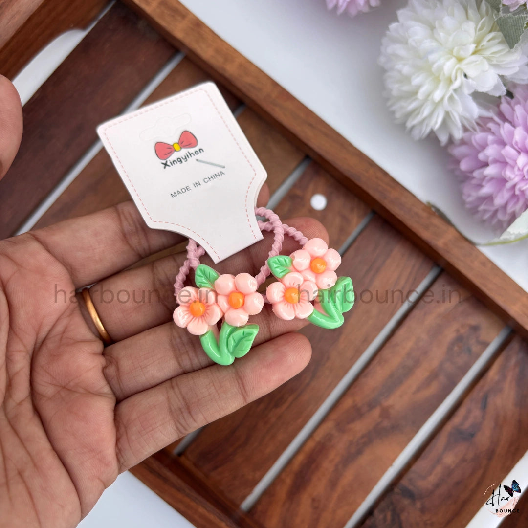 Bloom Garden Floral Hair Ties for Girls – Pack of 2