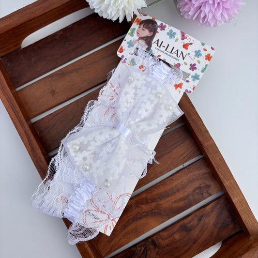 Bow Flower Lace NewBorn Headband