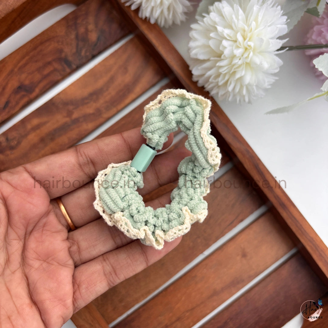 Pastel Lace Trim Scrunchie Hair Tie