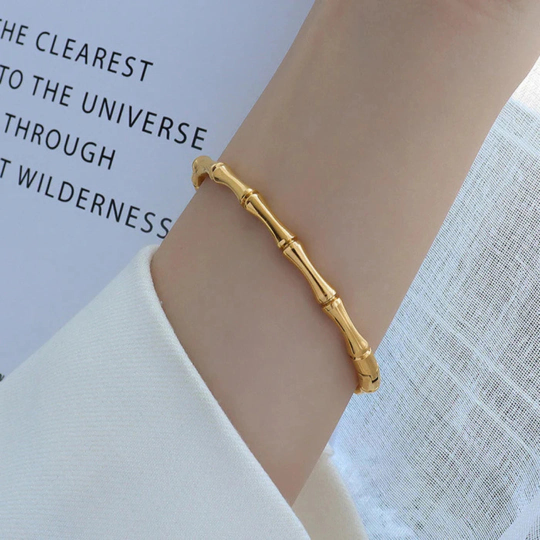 Golden Bamboo Textured Bracelet