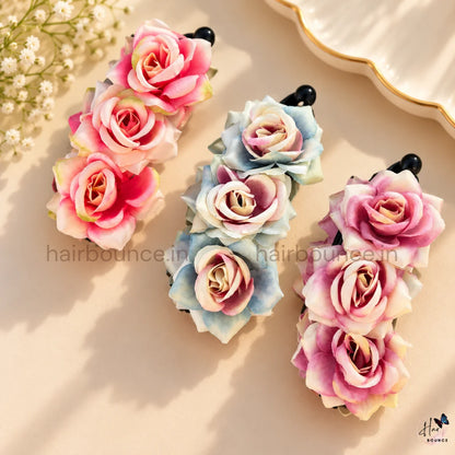 Vintage Rose Artificial Flower Banana Hair Clip – Large