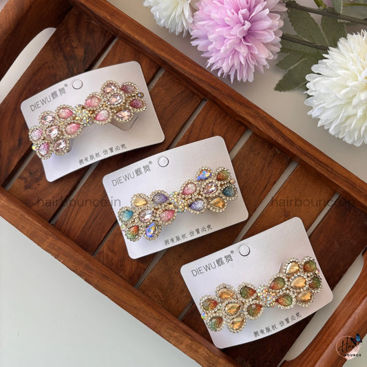 Rosé Prism Floral Bar Clip