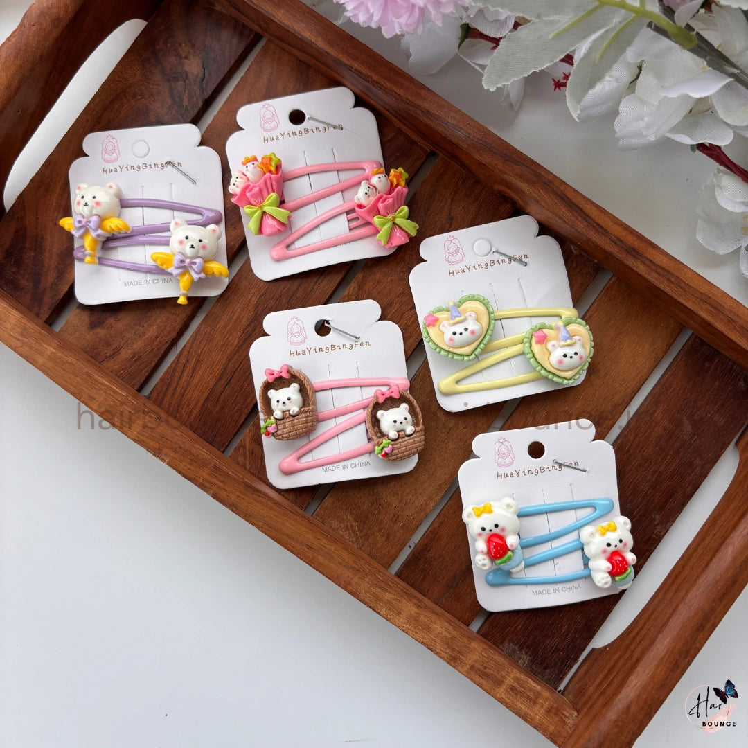 Cute Bear Snap Hair Clips – Pack of 2