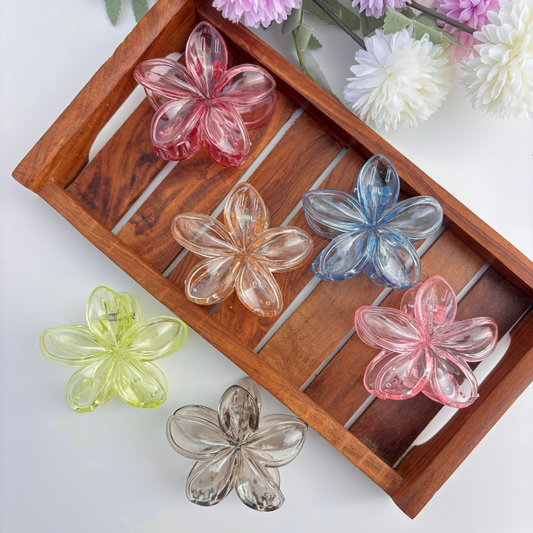 Bright Shades Glassy Flower Hair Claw - Large