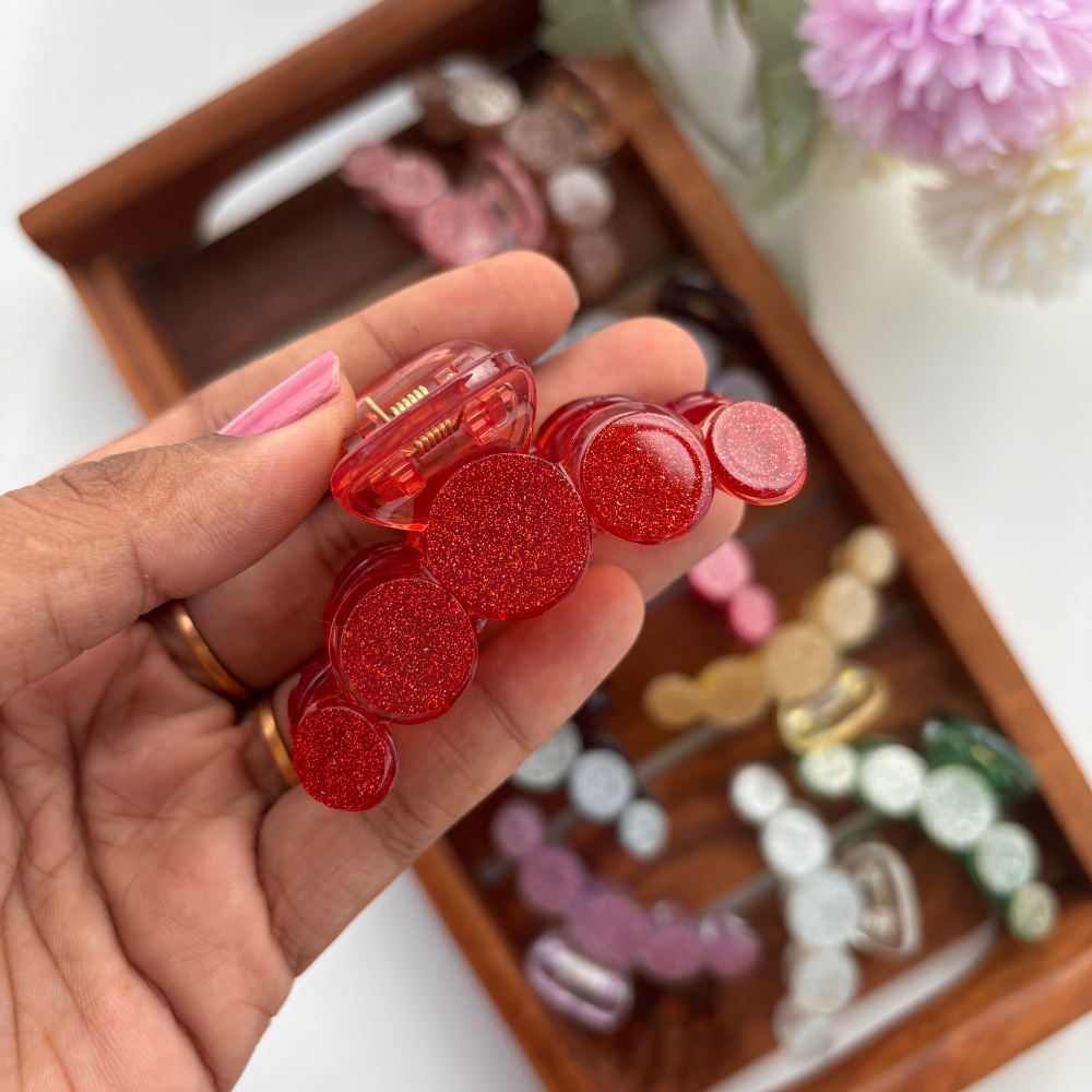 Glitter Dotted Hair Claw - Medium