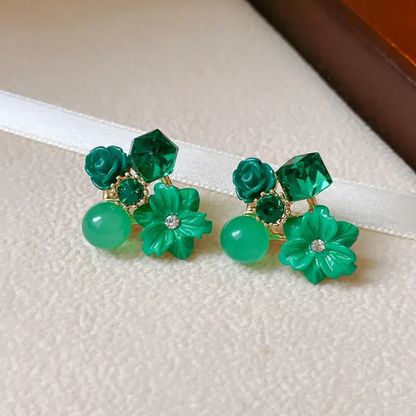 Green Floral Earrings