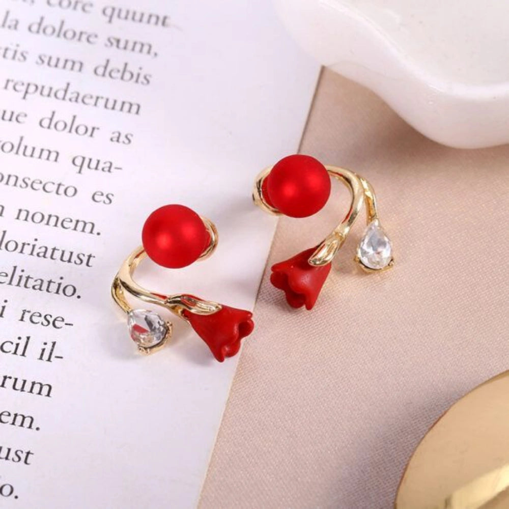 Scarlet Bloom Rose Earrings