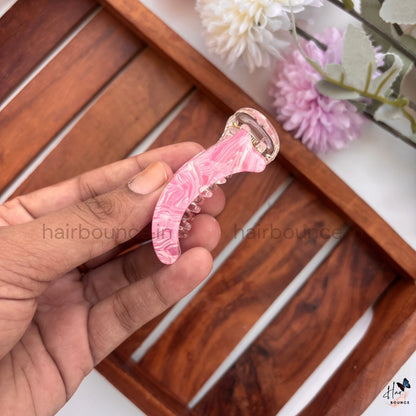 Classic Marble Curved Banana Hair Clip – Small